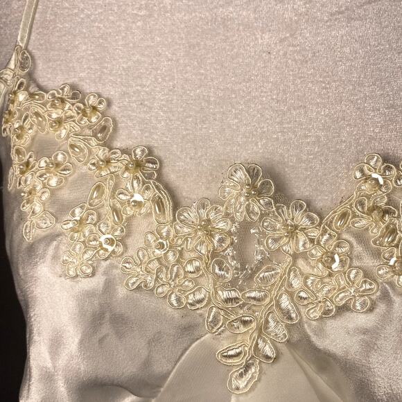 Floral Beaded White Linea Donatella Embroidered Ruffle Strappy Cami Mini Dress - Picture 7 of 7